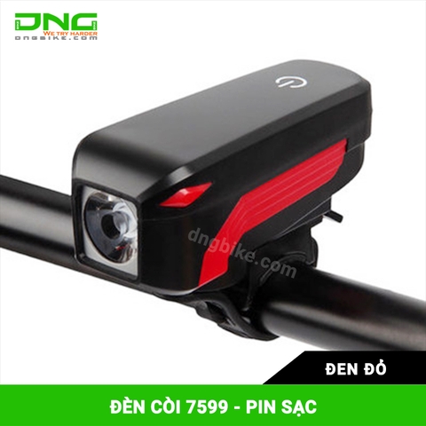 Đèn pha xe đạp pin sạc có còi 7599
