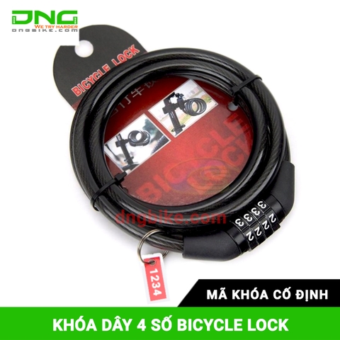 Khóa dây xe đạp 4 Số Bicycle Lock mã khóa cố định