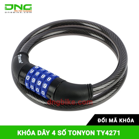 Khóa dây xe đạp 4 số TONYON TY4271 Đổi mã