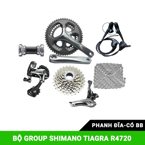 Bộ group SHIMANO TIAGRA R4720 50-34T 170mm 11-28T- Phanh đĩa Có BB