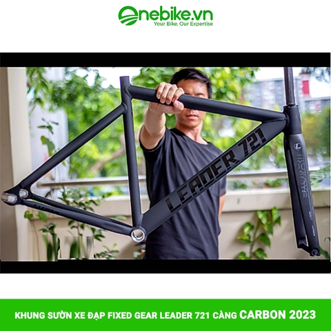 Khung sườn xe đạp Fixed Gear LEADER 721 càng carbon 2023