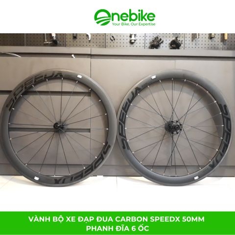 Vành bộ xe đạp đua CARBON SPEEDX 50mm-Phanh đĩa 6 ốc