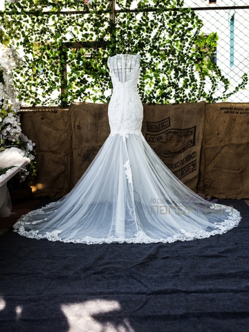 Váy cưới ren tay dài thiết kế đuôi cá, trẻ trung #1076