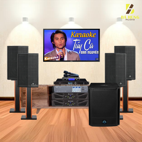 Dàn Karaoke : 4 Loa Wharfedale Pro SIGMA-10, 2 Đẩy Crown XLI2500,Vang AAP Audio K9900II , Micro VM300 , Sub Wharfedale Pro T-Sub-AX15B , Bộ Quản Lý Nguồn AAP P8
