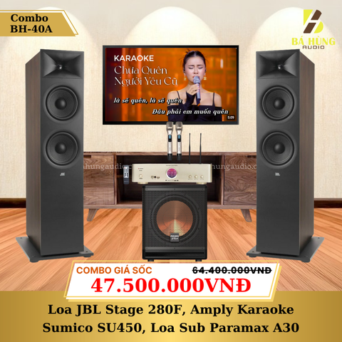 Loa JBL Stage 280F, Amply Karaoke Sumico SU450, Loa Sub Paramax A30
