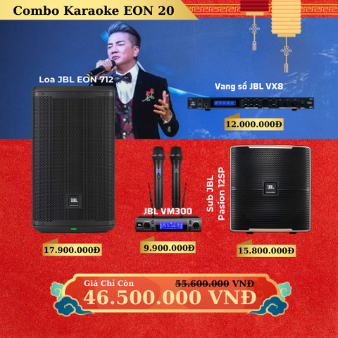 Dàn Loa JBL EON 712, Vang JBL VX8, Mic JBL VM300, Sub JBL Pasion 12SP
