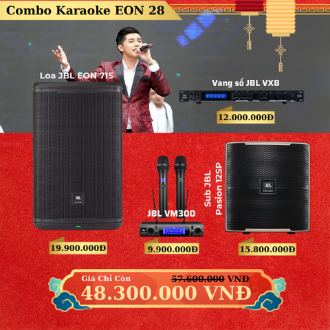 Dàn Loa JBL EON 715, Vang JBL VX8, Mic JBL VM300, Sub JBL Pasion 12