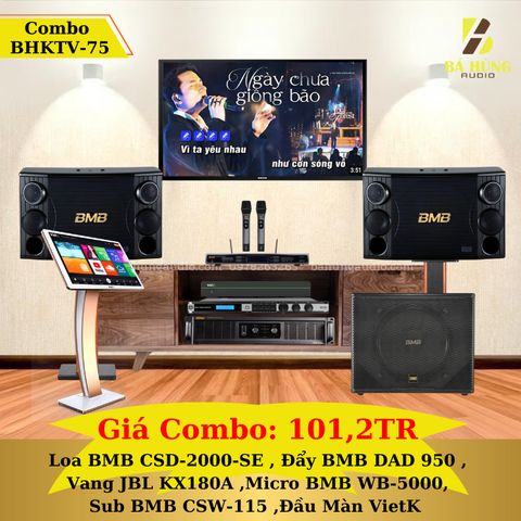 Loa BMB CSD-2000-SE , Đẩy BMB DAD 950 , Vang JBL KX180A ,Micro BMB WB-5000, Sub BMB CSW-115 ,Đầu ViệtK 4K Plus 4TB , Màn Hình Cảm Ứng VietK 22 inch