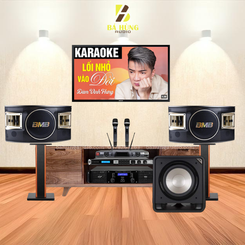 Dàn Karaoke : Loa BMB CSV-480-SE , Đẩy AAP STD 8002 , Vang JBL KX180A, Micro BBS E-250GS, Sub Polk Audio HTS12