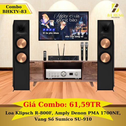 Dàn Karaoke Gia Đình: Loa Klipsch R-800F, Amply Denon PMA 1700NE, Vang Số Sumico SU-910
