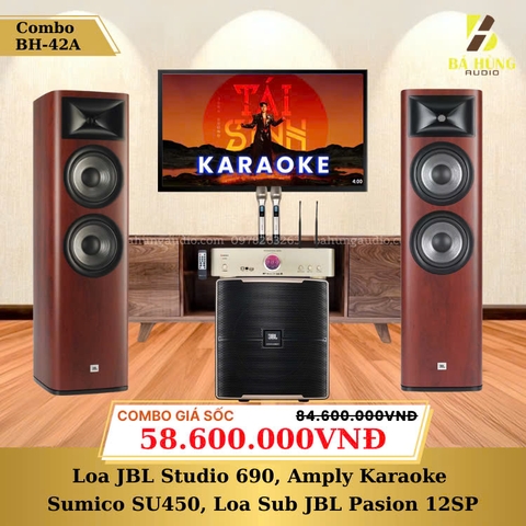 Loa JBL Studio 690, Amply Karaoke  Sumico SU450, Loa Sub JBL Pasion 12SP