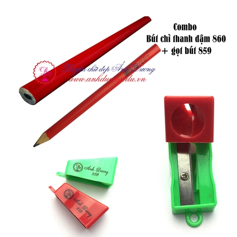 Combo Bút chì thanh đậm 860 + gọt bút 859
