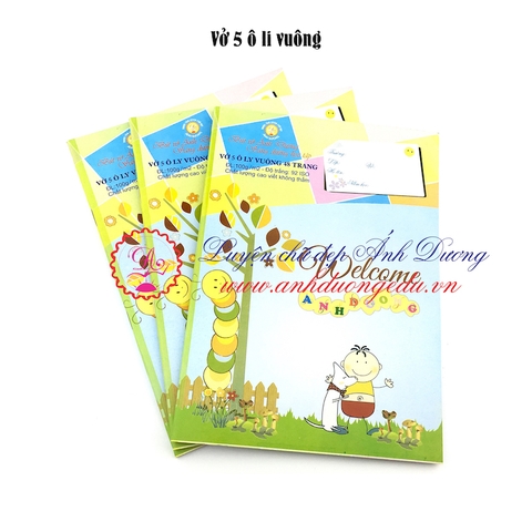 Vở ô ly đứng - 5 ly (48 trang) hình con sâu
