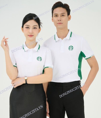 Áo Đồng Phục Công Ty Piquecool Pro Màu Trắng Gạo Phối Xanh Lá – Thanh Lịch & Năng Động