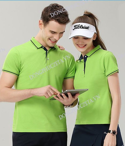 Áo phông đồng phục công ty đẹp cao cấp màu xanh cốm, ngắn tay dáng slimfit cho nhân viên