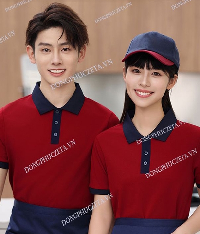Mẫu Áo Phông Đồng Phục Nhà Hàng Màu Đỏ Phối Đen – Nổi Bật & Chuyên Nghiệp Cho Thương Hiệu