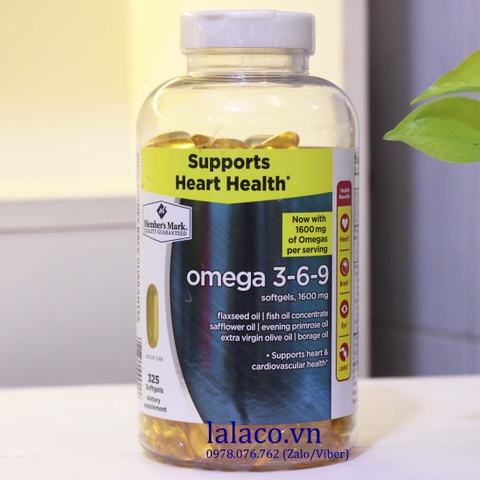 Omega 3 6 9 Member’s Mark Supports Heart Health Của Mỹ Hộp 325 Viên