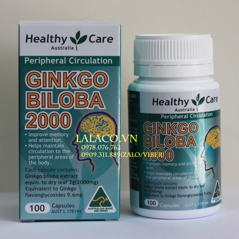 Healthy Care Ginkgo Biloba 2000mg 100 viên Úc