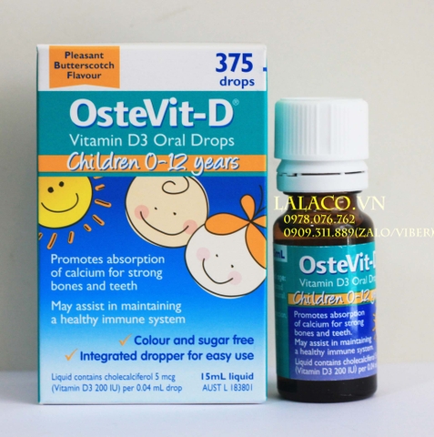 Vitamin D Ostevit dạng giọt 15ml cho bé 0-12 tuổi