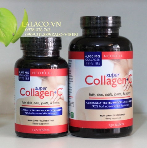 Neocell Collagen + C Type 1 & 3 - bổ sung Collagen cho da tóc khỏe 250 viên