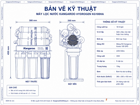 Máy lọc nước Kangaroo Hydrogen KG100HA Không Vỏ