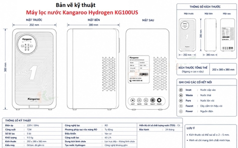 Máy lọc nước Kangaroo Hydrogen KG100US - Thông Minh