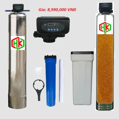 Cột lọc nước canxi xử lý đá vôi tự động sục rửa hoàn nguyên inox 304