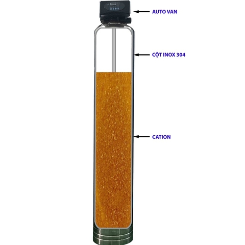 Cột lọc nước canxi xử lý đá vôi tự động sục rửa hoàn nguyên inox 304