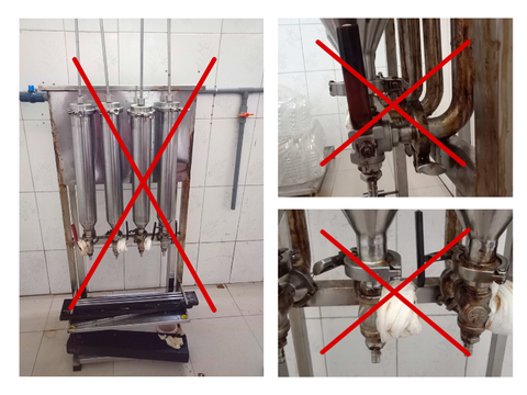 máy chiết rót kém chất lượng bị han gỉ nhanh chóng ngay khi chiết rót nước mắm