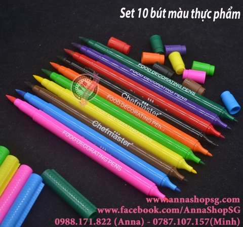 SET 1O BÚT MÀU THỰC PHẨM CHEFMASTER