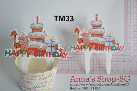 GIẤY CẮM BÁNH HAPPY BIRTHDAY LẠC ĐÀ TM33