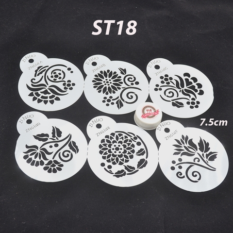 STENCIL 6 HOA VĂN 7.5CM ST18