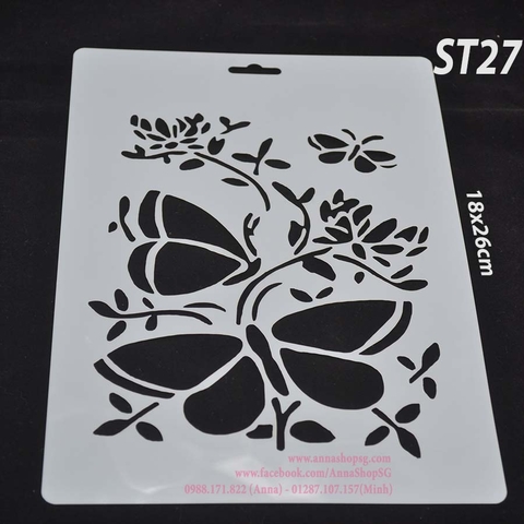 STENCIL BƯỚM ĐẬU CÀNH CÂY ST27