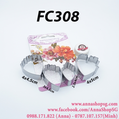 FC308 BỘ KHUÔN CẮT HOA MẪU ĐƠN (PEONY) CỠ NHỎ