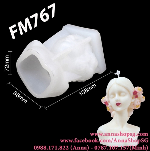 FM767 KHUÔN SILICON 3D CÔ GÁI TÓC HOA