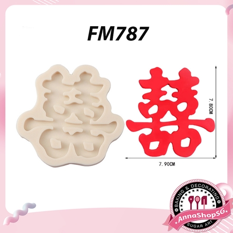 FM787 KHUÔN SILICON CHỮ SONG HỶ 7.8cm