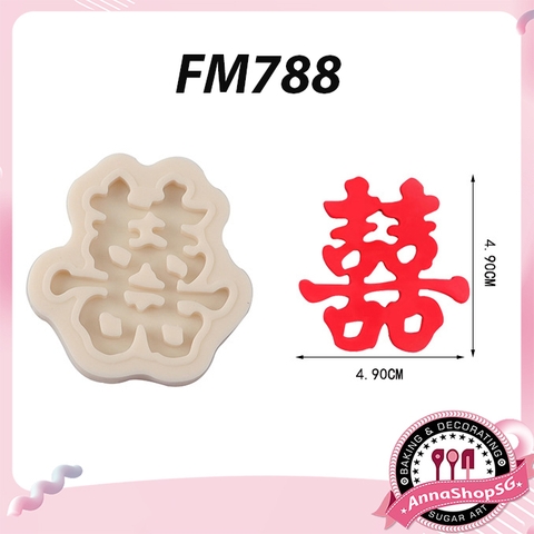 FM788 KHUÔN SILICON CHỮ SONG HỶ 4.9cm
