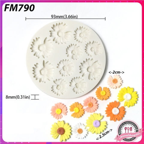 FM790 KHUÔN SILICON NHIỀU HOA CÚC THIẾU CÁNH