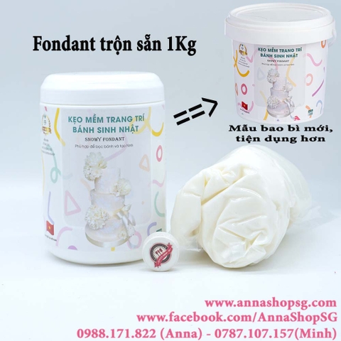 1Kg KẸO MỀM TRANG TRÍ BÁNH SINH NHẬT (SNOWY FONDANT )-TRẮNG