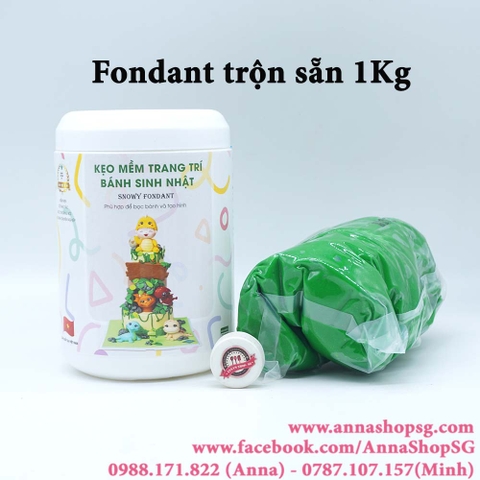 1Kg KẸO MỀM TRANG TRÍ BÁNH SINH NHẬT (SNOWY FONDANT )- XANH LÁ