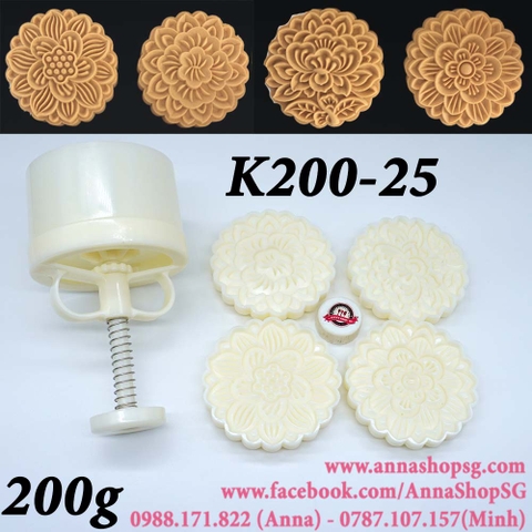 K200-25 KHUÔN TRUNG THU 200g 4 MẶT HOA