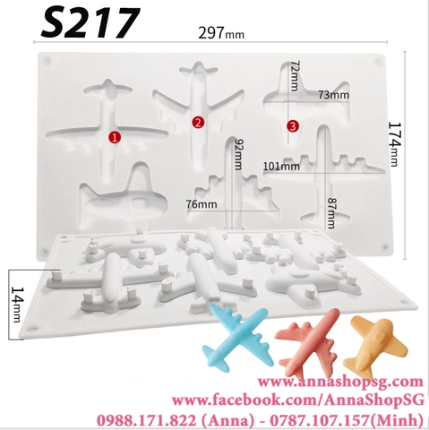 S217 KHUÔN SILICON 6 MÁY BAY LỚN