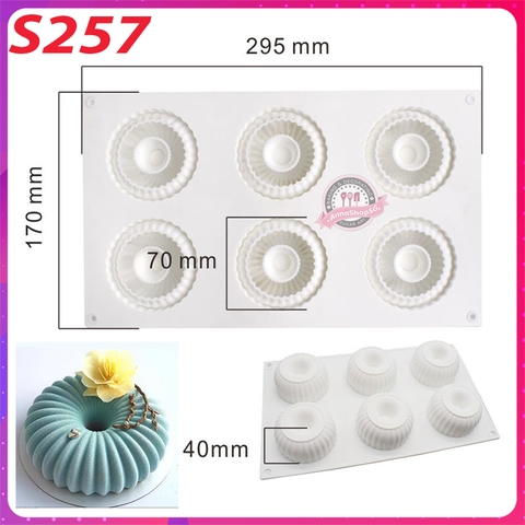 S257 KHUÔN SILICON 6 CUỘN LEN SỌC