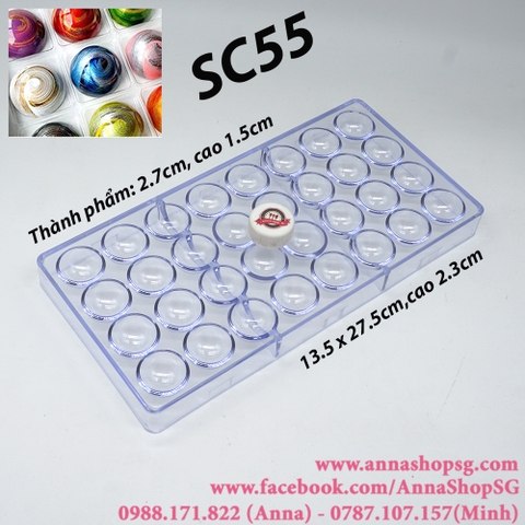 SC55 KHUÔN SOCOLA NHỰA CỨNG 32 BÁN CẦU