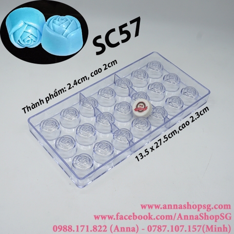 SC57 KHUÔN SOCOLA NHỰA CỨNG 21 HOA HỒNG