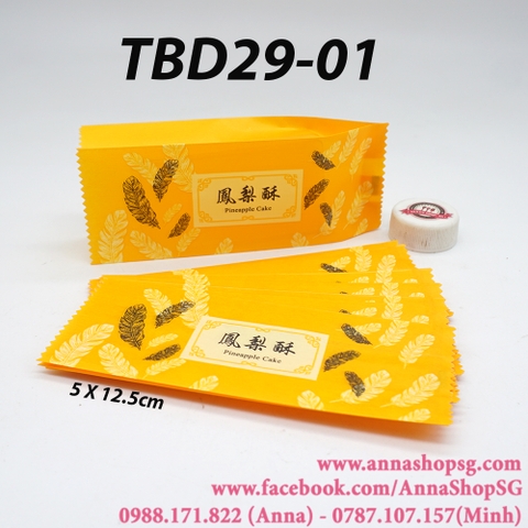 TBD29 TÚI BÁNH DỨA LÔNG VŨ CHỮ HOA (100C) 5*12.5CM
