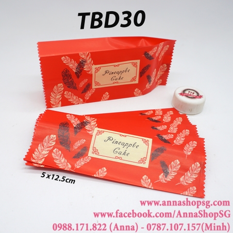 TBD30 TÚI BÁNH DỨA LÔNG VŨ ĐỎ CHỮ T.ANH (100C) 5*12.5CM