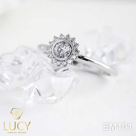EM101 Nhẫn cầu hôn đính hôn, nhẫn vàng nữ, nhẫn ổ kim cương 3.5mm - Lucy Jewelry