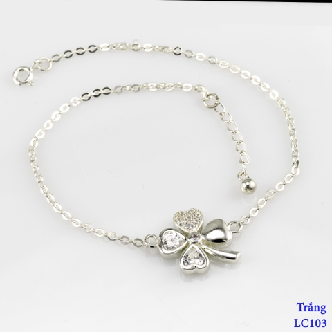 Lắc chân cỏ 4 lá đá trắng - LC103_TRANG (hàng order)