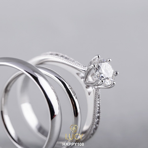 HAPPY108 Bộ nhẫn cưới thiết kế 3 chiếc, nhẫn cưới đẹp - Lucy Jewelry